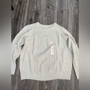 St. John's Bay Cotton Sweater Men's xXL Oatmeal Pullover Crew Neck NWT